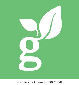 Minimal G letter and leaf logo icon emblem illustration