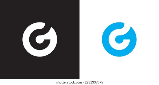 Minimal G logo. Icon of a G letter on a luxury background. Logo idea based on the ZG monogram initials. Professional variety letter symbol and GZ logo on black and blue background.