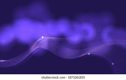 La galaxia mínima y la rejilla de moda no deslumbran el fondo abstracto. El neón big data forma el diseño vectorial. 