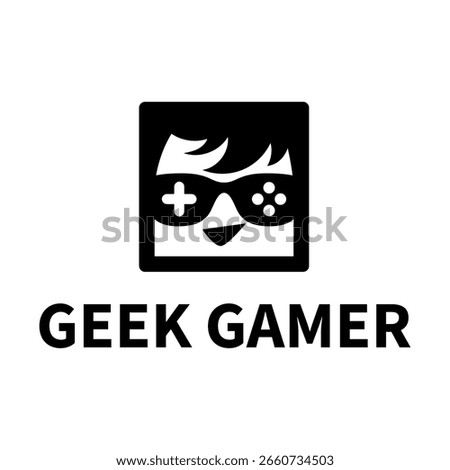 Minimal Gamer Face Icon with Game Controller