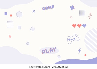 Minimal Gaming Desktop Background with Pastel Pixel Elements
