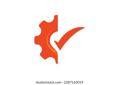 Mínima marca de verificación de engranajes icono diseño del vector plantilla