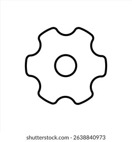 Minimal Gear Icon – Line Style Settings or Configuration Symbol on White Background