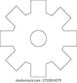 Minimal gear icon representing settings.