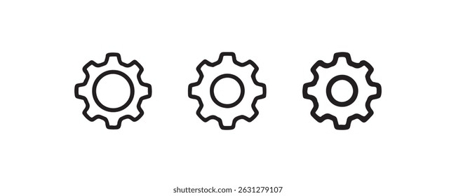 Minimal gear icon set for settings Vector