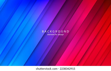Minimal geometric abstract background. Bright design gradient texture. Dynamic shapes composition. Blue and red. Vector illustration.