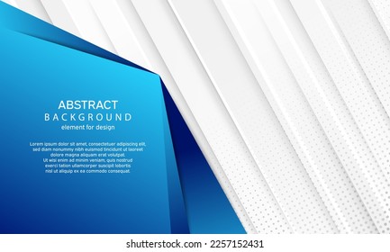 Minimal geometric abstract background. Bright design texture. Dynamic line shapes composition. Blue and White. Vector illustration.