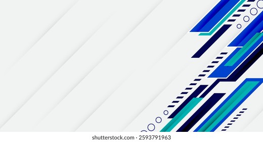Minimal geometric abstract background. Bright design texture. Dynamic shapes composition. Blue. Vector illustration.