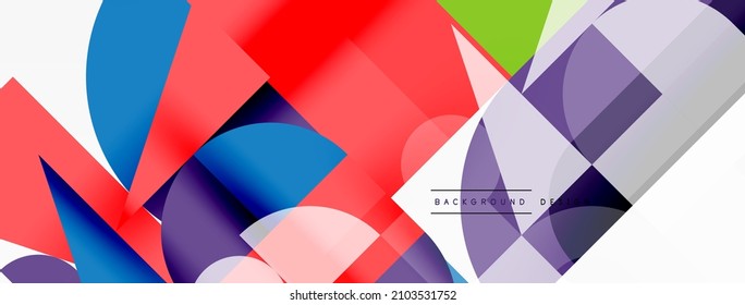 Minimal geometric abstract background. Circle square and triangle design. Trendy techno business template for wallpaper, banner, background or landing