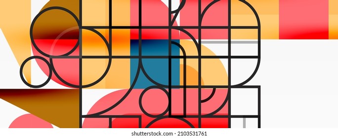 Minimal geometric abstract background. Circle square and triangle design. Trendy techno business template for wallpaper, banner, background or landing