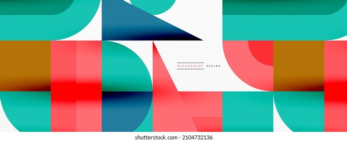 Minimal geometric abstract background. Circle square and triangle design. Trendy techno business template for wallpaper, banner, background or landing