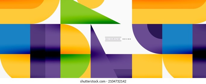 Minimal geometric abstract background. Circle square and triangle design. Trendy techno business template for wallpaper, banner, background or landing