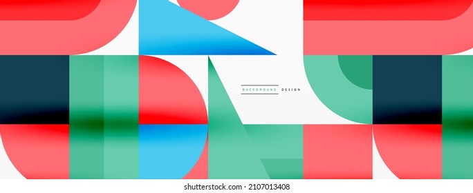 Minimal geometric abstract background. Circle square and triangle design. Trendy techno business template for wallpaper, banner, background or landing