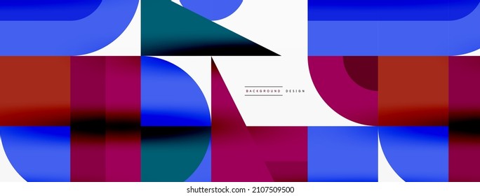 Minimal geometric abstract background. Circle square and triangle design. Trendy techno business template for wallpaper, banner, background or landing
