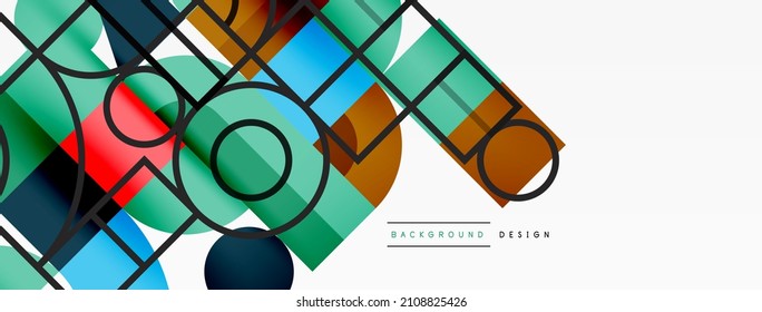 Minimal geometric abstract background. Circle square and triangle design. Trendy techno business template for wallpaper, banner, background or landing