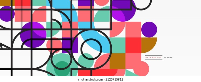 Minimal geometric abstract background. Circle square and triangle design. Trendy techno business template for wallpaper, banner, background or landing