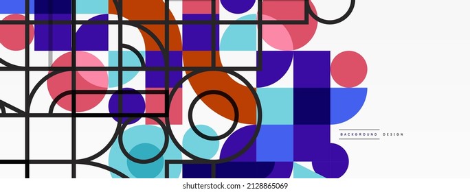 Minimal geometric abstract background. Circle square and triangle design. Trendy techno business template for wallpaper, banner, background or landing