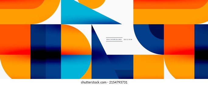 Minimal geometric abstract background. Circle square and triangle design. Trendy techno business template for wallpaper, banner, background or landing