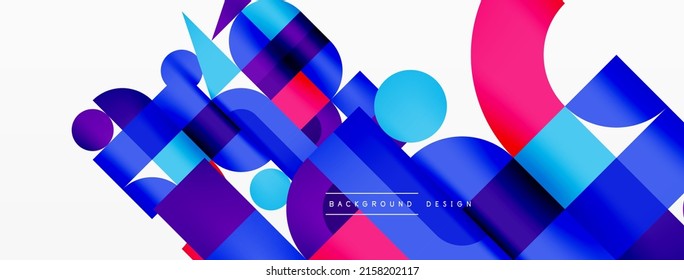 Minimal geometric abstract background. Circle square and triangle design. Trendy techno business template for wallpaper, banner, background or landing