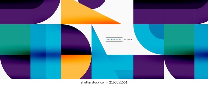 Fondo abstracto geométrico mínimo. Diseño de cuadrado circular y triángulo. Plantilla de negocios de moda para tecno para papel de pared, banner, fondo o aterrizaje