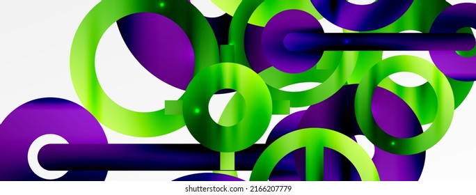 Minimal geometric abstract background. Circle, line and round shapes design. Trendy techno business template for wallpaper, banner, background or landing