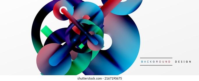 Fondo abstracto geométrico mínimo. Diseño de formas redondeadas, de líneas y de círculo. Plantilla de negocios de moda para tecno para papel de pared, banner, fondo o aterrizaje