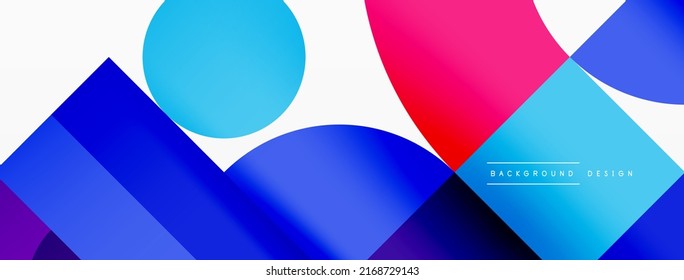 Fondo abstracto geométrico mínimo. Diseño de cuadrado circular y triángulo. Plantilla de negocios de moda para tecno para papel de pared, banner, fondo o aterrizaje