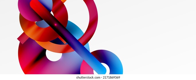 Minimal geometric abstract background. Circle, line and round shapes design. Trendy techno business template for wallpaper, banner, background or landing