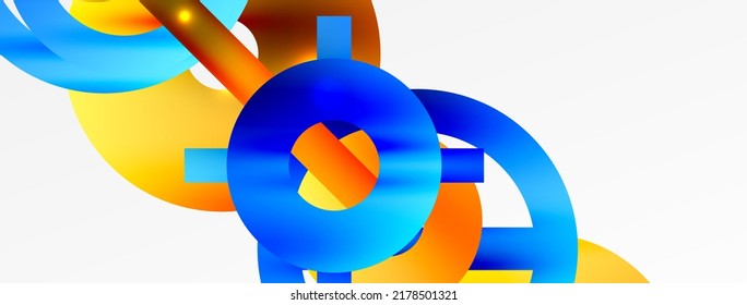 Minimal geometric abstract background. Circle, line and round shapes design. Trendy techno business template for wallpaper, banner, background or landing