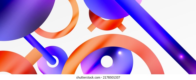 Fondo abstracto geométrico mínimo. Diseño de formas redondeadas, de líneas y de círculo. Plantilla de negocios de moda para tecno para papel de pared, banner, fondo o aterrizaje