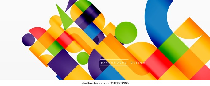 Minimal geometric abstract background. Circle square and triangle design. Trendy techno business template for wallpaper, banner, background or landing