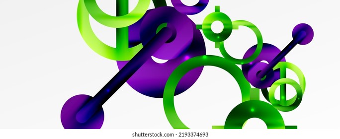 Minimal geometric abstract background. Circle, line and round shapes design. Trendy techno business template for wallpaper, banner, background or landing