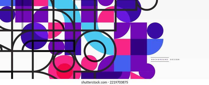 Minimal geometric abstract background. Circle square and triangle design. Trendy techno business template for wallpaper, banner, background or landing