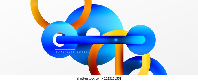 Minimal geometric abstract background. Circle, line and round shapes design. Trendy techno business template for wallpaper, banner, background or landing