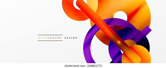 Minimal geometric abstract background. Circle, line and round shapes design. Trendy techno business template for wallpaper, banner, background or landing