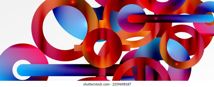 Fondo abstracto geométrico mínimo. Diseño de formas redondeadas, de líneas y de círculo. Plantilla de negocios de moda para tecno para papel de pared, banner, fondo o aterrizaje