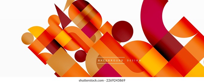 Minimal geometric abstract background. Circle square and triangle design. Trendy techno business template for wallpaper, banner, background or landing