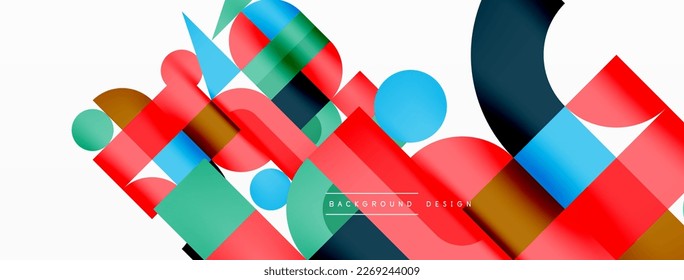 Minimal geometric abstract background. Circle square and triangle design. Trendy techno business template for wallpaper, banner, background or landing