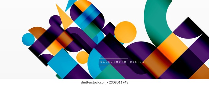 Fondo abstracto geométrico mínimo. Diseño de cuadrado circular y triángulo. Plantilla de negocios de moda para tecno para papel de pared, banner, fondo o aterrizaje