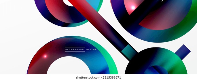Minimal geometric abstract background. Circle, line and round shapes design. Trendy techno business template for wallpaper, banner, background or landing