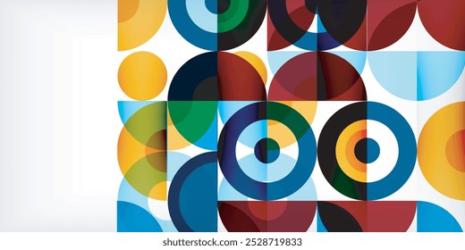 Minimal geometric abstract background. Circle square and triangle design. Trendy techno business template for wallpaper, banner, background or landing