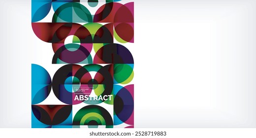 Minimal geometric abstract background. Circle square and triangle design. Trendy techno business template for wallpaper, banner, background or landing
