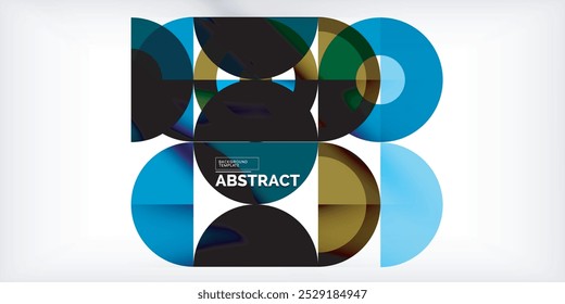 Minimal geometric abstract background. Circle square and triangle design. Trendy techno business template for wallpaper, banner, background or landing