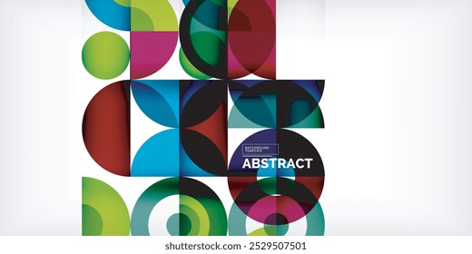 Minimal geometric abstract background. Circle square and triangle design. Trendy techno business template for wallpaper, banner, background or landing
