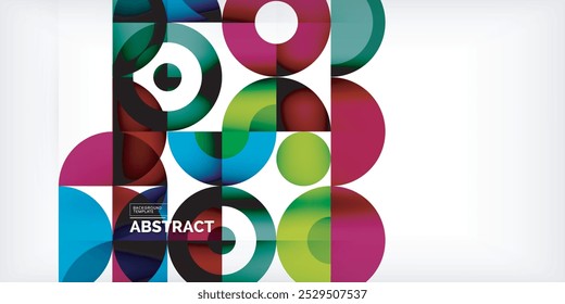 Minimal geometric abstract background. Circle square and triangle design. Trendy techno business template for wallpaper, banner, background or landing