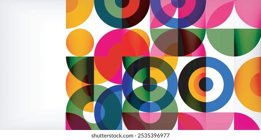 Minimal geometric abstract background. Circle square and triangle design. Trendy techno business template for wallpaper, banner, background or landing