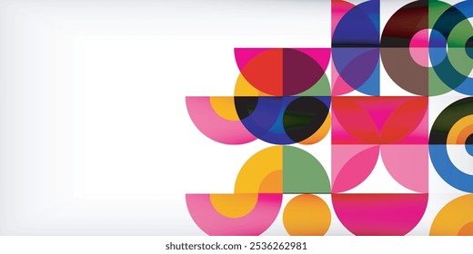 Minimal geometric abstract background. Circle square and triangle design. Trendy techno business template for wallpaper, banner, background or landing