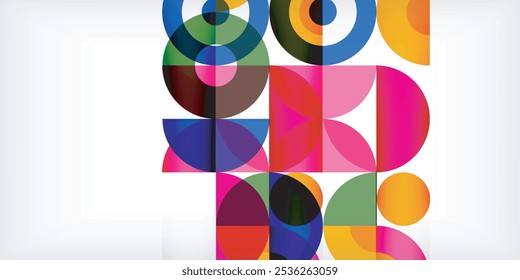 Minimal geometric abstract background. Circle square and triangle design. Trendy techno business template for wallpaper, banner, background or landing