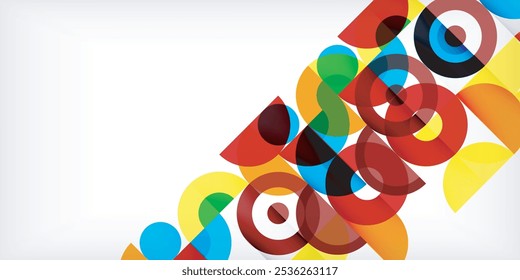 Minimal geometric abstract background. Circle square and triangle design. Trendy techno business template for wallpaper, banner, background or landing