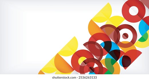 Minimal geometric abstract background. Circle square and triangle design. Trendy techno business template for wallpaper, banner, background or landing